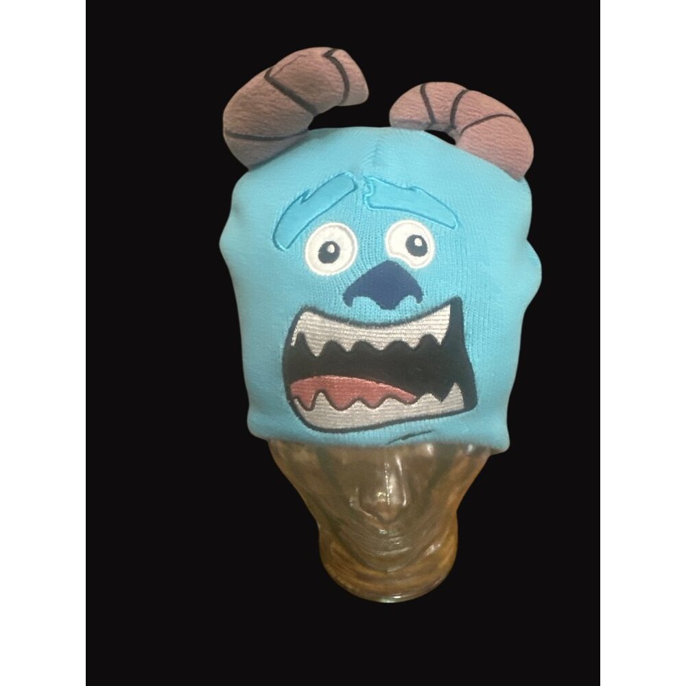 Disney Pixar Monsters University Sulley Beanie Hat With Horns Blue One Size 100%